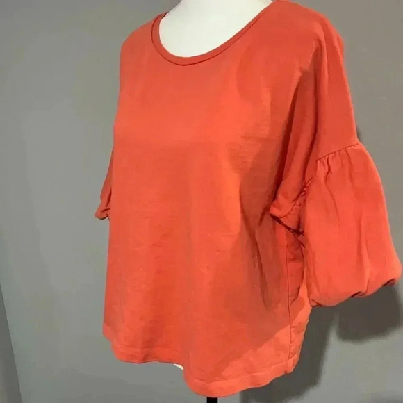 H & M orange French Terry top with balloon sleeves size XL EUC - Picture 11 of 14